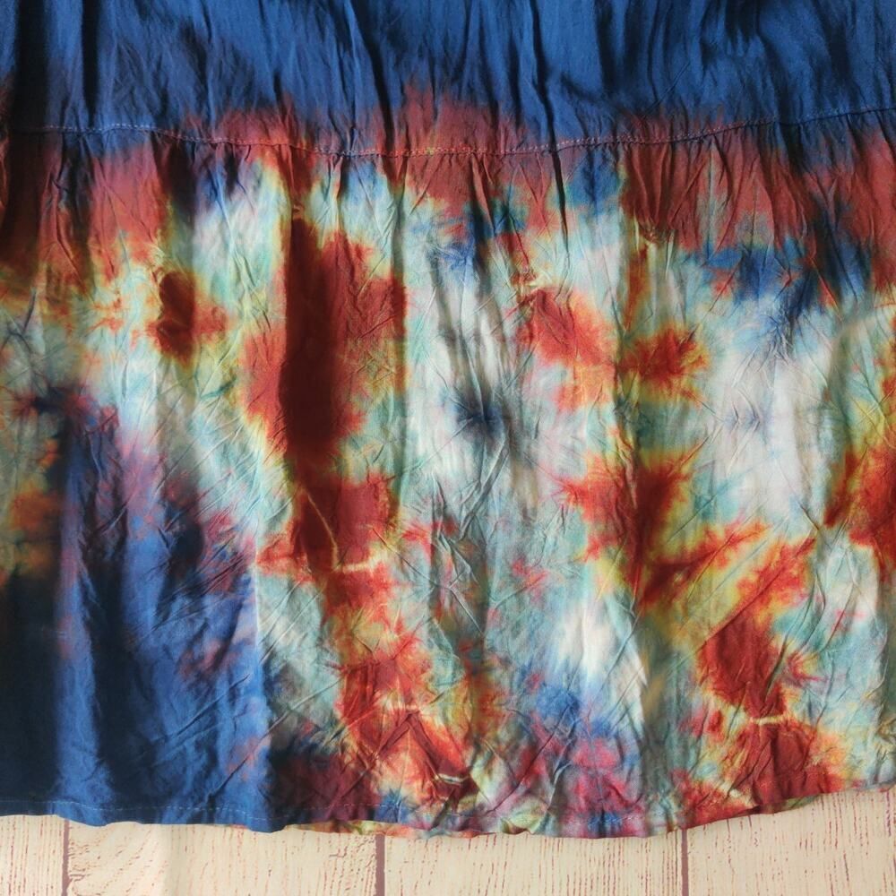 Tie dye tiered navy boho maxi skirt sz XS - Picture 5 of 7